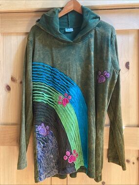 Greater Good Network Hooded Ling Sleeve Top Paw Prints